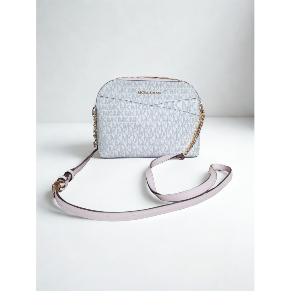 Michael Kors Jet Set Travel Leather Crossbody Dome Handbag Purse Pink